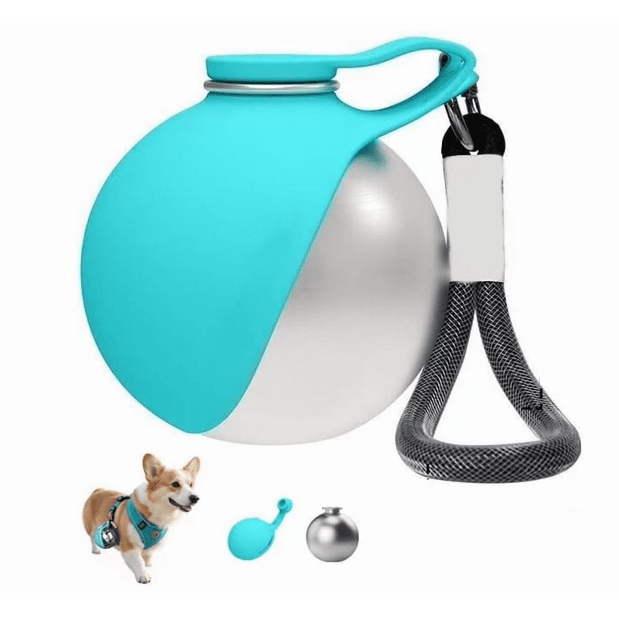 2-in-1 Portable Dog Water Bottle for Small Dogs - Leak Proof & Compact Dog Travel Water Bottle -Stainless Steel Bottle & Silicone Bowl - Ideal for Walking, Hiking & Travels