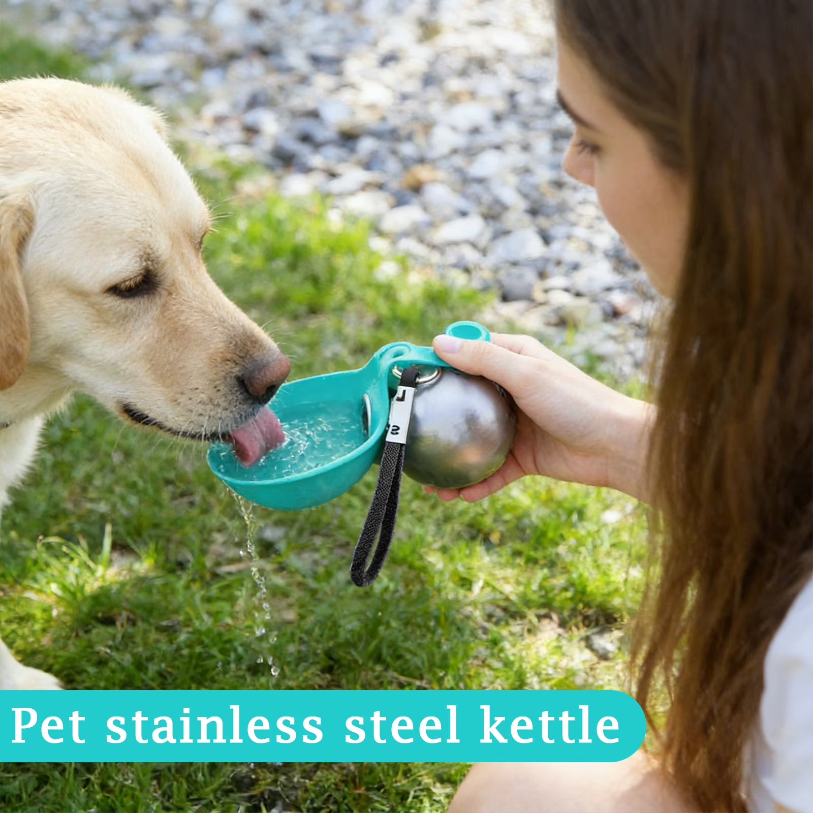 2-in-1 Portable Dog Water Bottle for Small Dogs - Leak Proof & Compact Dog Travel Water Bottle -Stainless Steel Bottle & Silicone Bowl - Ideal for Walking, Hiking & Travels