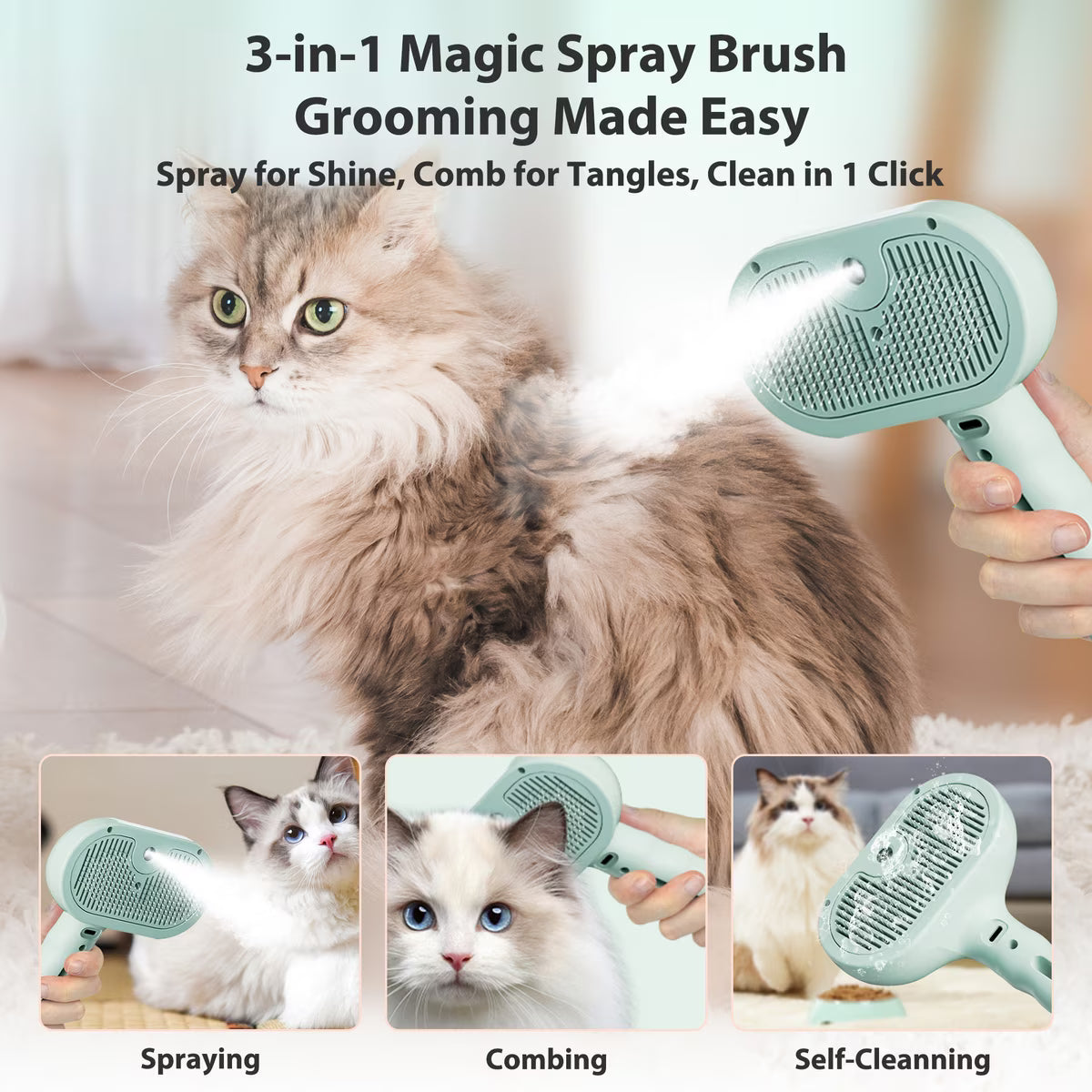 Self Cleaning Dog & Cat Hair Steam Brush